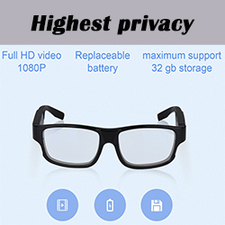 Spyglasses with Full HD and 30 fps hidden camera